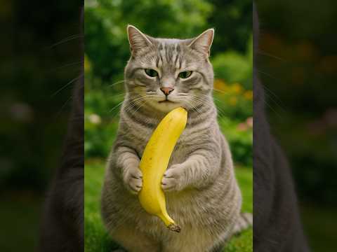 Cat + Banana = 🍿 #catshorts #funnyshorts