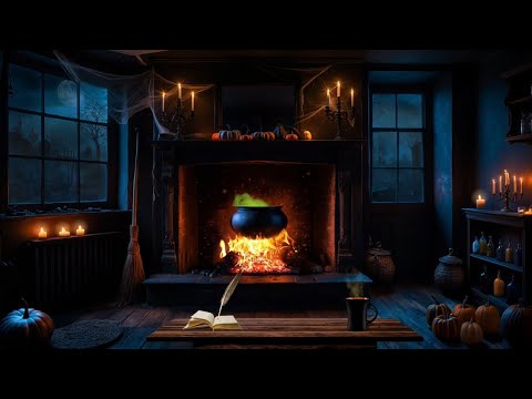 ✨ Spooky Halloween Ambience 🎃 Sleep Sounds | Ambient Fire, Wind, & Thunder | Cozy Spooky Vibes