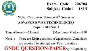 Gndu MSc Computer Science 4th Semester Advanced Web Technologies Question Paper