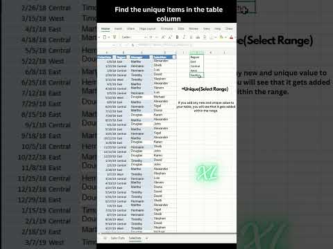 Unique formula - Find Unique items in the table column