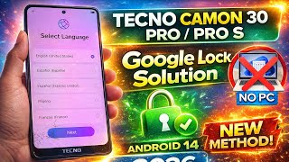 TECNO CAMON 30 /PRO /PRO S  : FRP BYPASS GOOGLE ACCOUNT || new methode 2026 