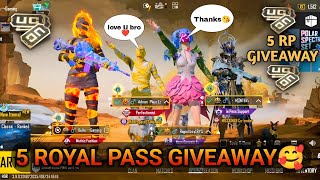 5 Royal Pass Giveaway 🎁 Get Free RP In Bgmi 😉 @BullaGaming1 
