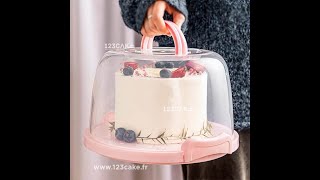 Boîte de Transport de GâteaU : Qualité Alimentaire, Robuste, Cloche Transparente Rose - 123CAKE