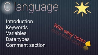 C language (Day-1) Introduction, Keywords, Variables, Data types, Comments...!!.@codingworld-j1h