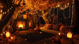 Magical Cozy Autumn Ambience | Fireplace Crackle, Soft Rain & Enchanted Fall Vibes 🍁