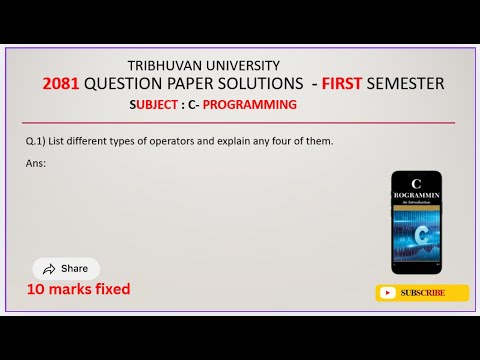Operators in C Programming Explained | BSc CSIT 1st Semester | TU 2081 Qno.1