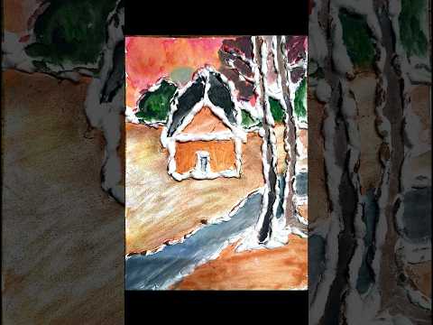 Drawing sunset scenery with cotton l Part 2. #shorts  #youtubeshorts. #trending
