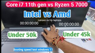 amd vs intel processor | core i7 11th gen vs ryzen 5 7520u | booting speed test windows 11 | amd cpu