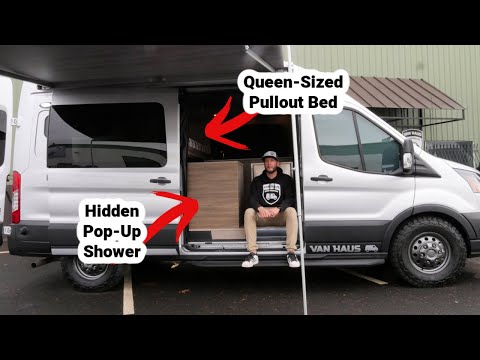 FORD TRANSIT VAN TOUR | Hidden Pop-Up Shower, On Demand Hot Water, Luxurious Finishes Throughout