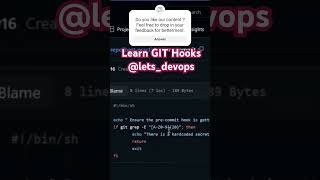 🚀 What is GIT Hooks ? Checkout our channel for a detailed video with examples ✨ #coding #tutorial