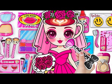 🎀Paper DIY🎀 BRIDAL BALLERINA CAPPUCCINA 👰🏻‍♀️ Skincare + Makeup Nail 💄 ASMR Unboxing | Hana Paper