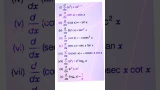 Differentiation formulas||#shortsvideo #shorts #youtubeshorts #mathstudy #mathformulas #maths