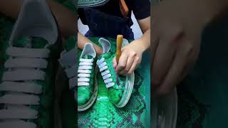Genuine python leather handcrafted sneakers tennis shoes unisex footwear #shorts #shoes #footwear