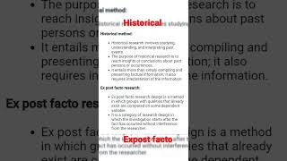 Historical and Expost facto theory in shorts (Research Methodology)