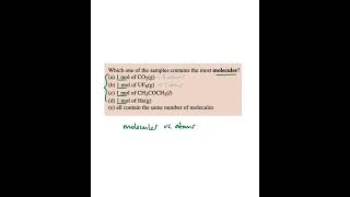 Which sample has the most molecules? #chemistry #practiceproblems #moles #testprep