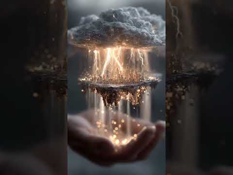 A magical world floats above hands as rain and lightning bring it to life. #MiniWorld