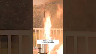 Frying Frozen Turkey Explodes Into Fireball #shorts