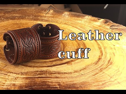 Making Leather Cuff | leather craft | DIY | ASMR