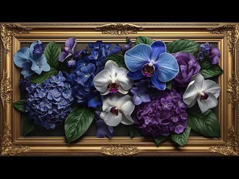 Luxury Floral Art TV Live 🌸 | Blue & Purple Orchids & Hydrangeas | Relaxing Ambience in 4K UHD