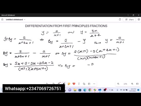 Differentiation from First Principles Fractions || differentiation || calculus