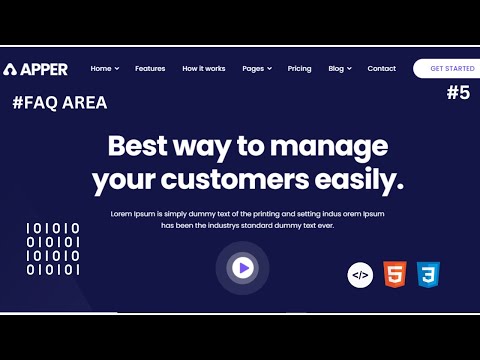 How To Make Full Website Using HTML, CSS FAQ Area Part - 4