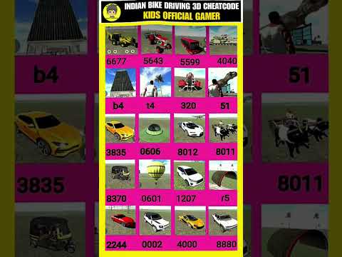 Top all working code 😘 Indian bike driving 3d new all cheat code update + plugin #kidsofficialgamer