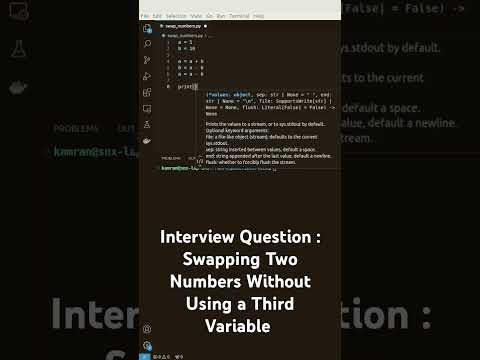 Swapping Two Numbers Without Using a Third Variable