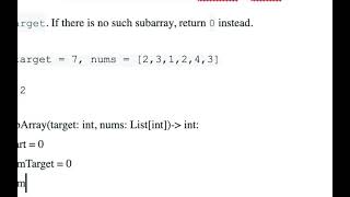 Minimum Size Subarray Sum, LeetCode - Python