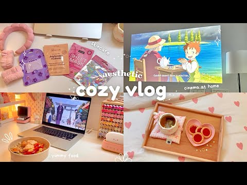 °.𐙚⋆Cozy night vlog🌙 relaxing & aesthetic🎀 self care, yummy food, shopping 🛍️ft. Aurzen projector📽️
