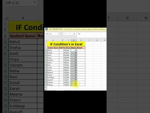 "Excel IF Formula से Pass/Fail कैसे निकालें? #ExcelTips #Shorts"#ExcelShorts #ExcelTips #Excel