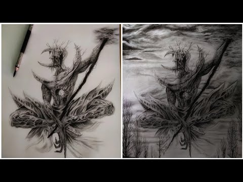 "The God of Despair" Pencil Art (Graphite, Charcoal &Carbon pencil drawing) Timelapse