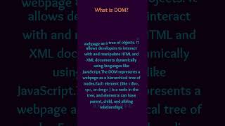 What is DOM?  #javascript #interview #frontendcourse #learning
