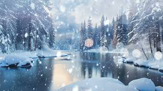 Nordic Beauty: A Tranquil Snow Panorama Featuring River and Majestic Pines