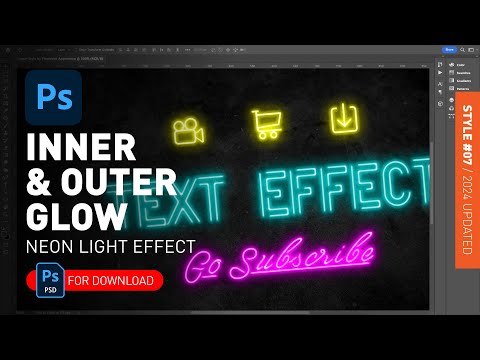 Neon Light Effect - Inner & Outer Glow - Layer Style in Photoshop + PSD File Demonstrated