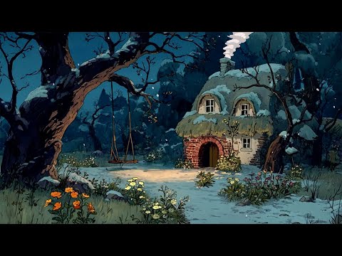 Snowy Enchanted Night | Disney Oldies Playing in Another Room ✨ Cozy Dreamland Ambience for Relax
