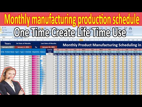 Monthly Product Manufacturing Schedule Sheet| Production Manufacturing|One Time Create Life Time Use