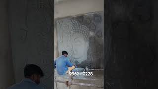 #cement #art #muralwork #Buddha wall mural