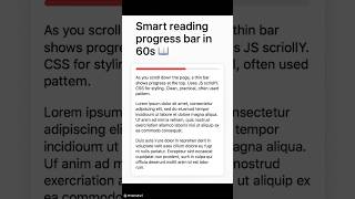 Build a Smart Scroll Progress Bar in 60 Seconds! 🔥 #codingshorts #subscribe #progressbar