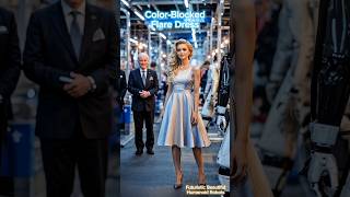 Futuristic Fashion Education: Color-Blocked Flare Dress Inspired by Humanoid Robots #shorts