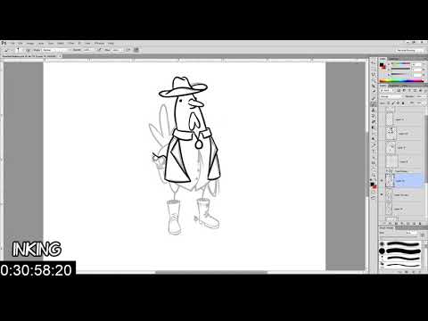 Cowboy Chicken sticker (art process)