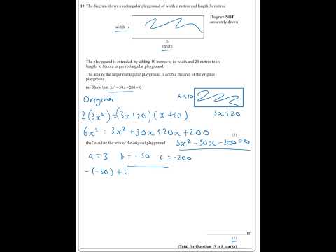 EEIGHT MARKER GCSE QUADRATIC QUESTION EZDUB
