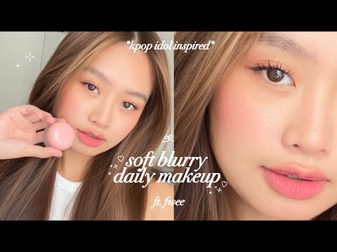 *trendy* k-idol soft blurry daily makeup ₊˚⊹♡  (wonyoung & newjeans inspired) ft. fwee