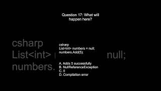 .NET Programming Interview Question #17 | C# MCQ for Practice