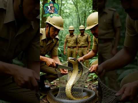 Giant Cobra saved by Jungle Rangers #animalrescue #cobra #wildliferescue