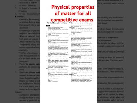 physical properties of matter for htet ctet pstet cet ssc railway ,other competitive exams #shorts