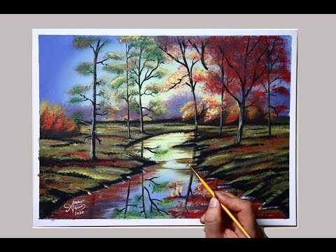 رسم طبيعة / Landscape / Acrylic Painting with Abbas Saab