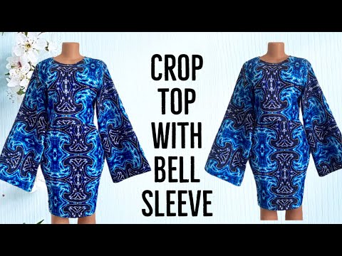 How to cut and sew a simple crop top with bell sleeves/beginner friendly