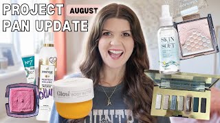 August Project Pan Update | big makeup use up challenge 2025