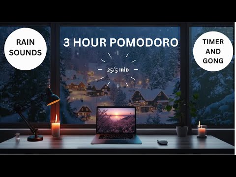 3-HOUR STUDY WITH ME | Cosy vibe and rain sounds | Pomodoro 25/5