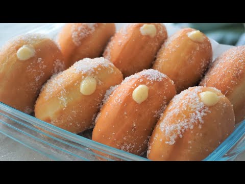 Vanilla Custard Cream Donuts (No Oven) - Donut Nhân Kem Trứng
